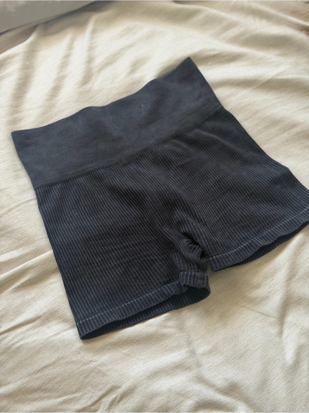 Forever 21 Black Ribbed High-Waist Bike Shorts